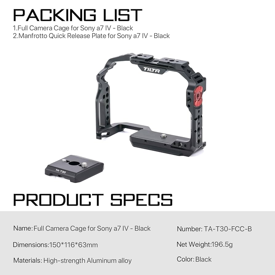 TILTA フルカメラケージ Sony a7 IV a1 S3 R4 Amazon.com : Tilta Camera Cage Compatible with Sony a7 IV